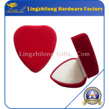 Velvet Material Red Heart Shape Ring Box